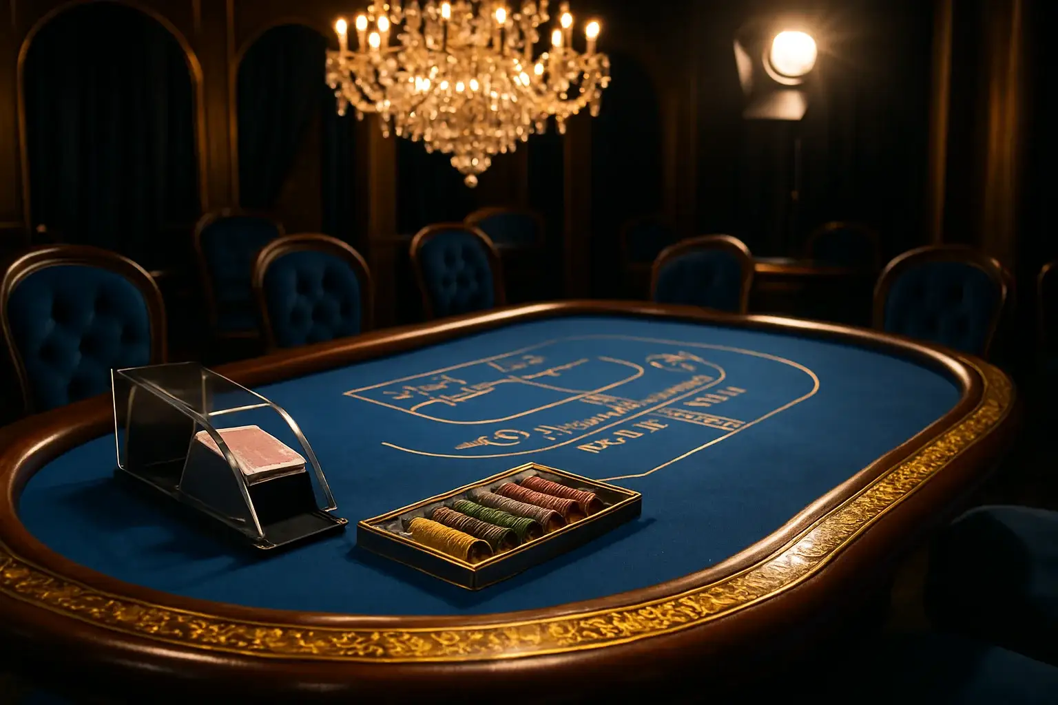 Hyperrealistic wide shot of premium live baccarat studio in the Philippines